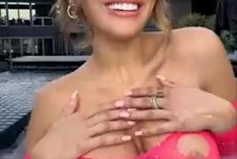 Lyna Perez lifts her shirt and shows off her big breasts!!!