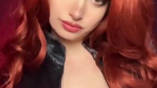 Hauntedhostess cosplay Black Widow shows off her big breasts!!!