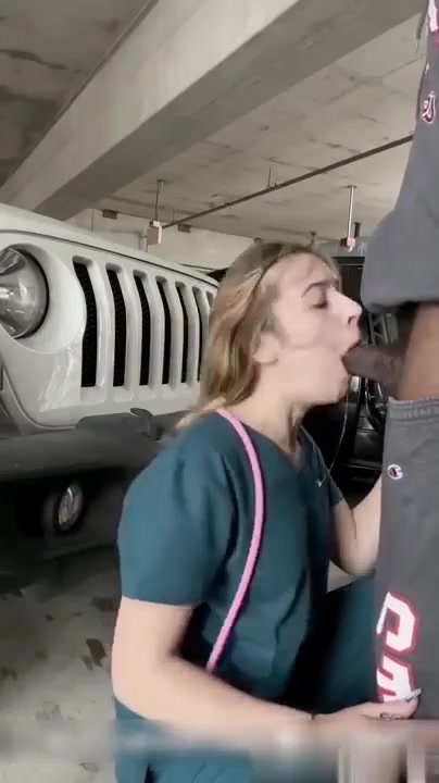 Hot Nurse Izzy Swallows Stranger’s Sperm in Parking Lot